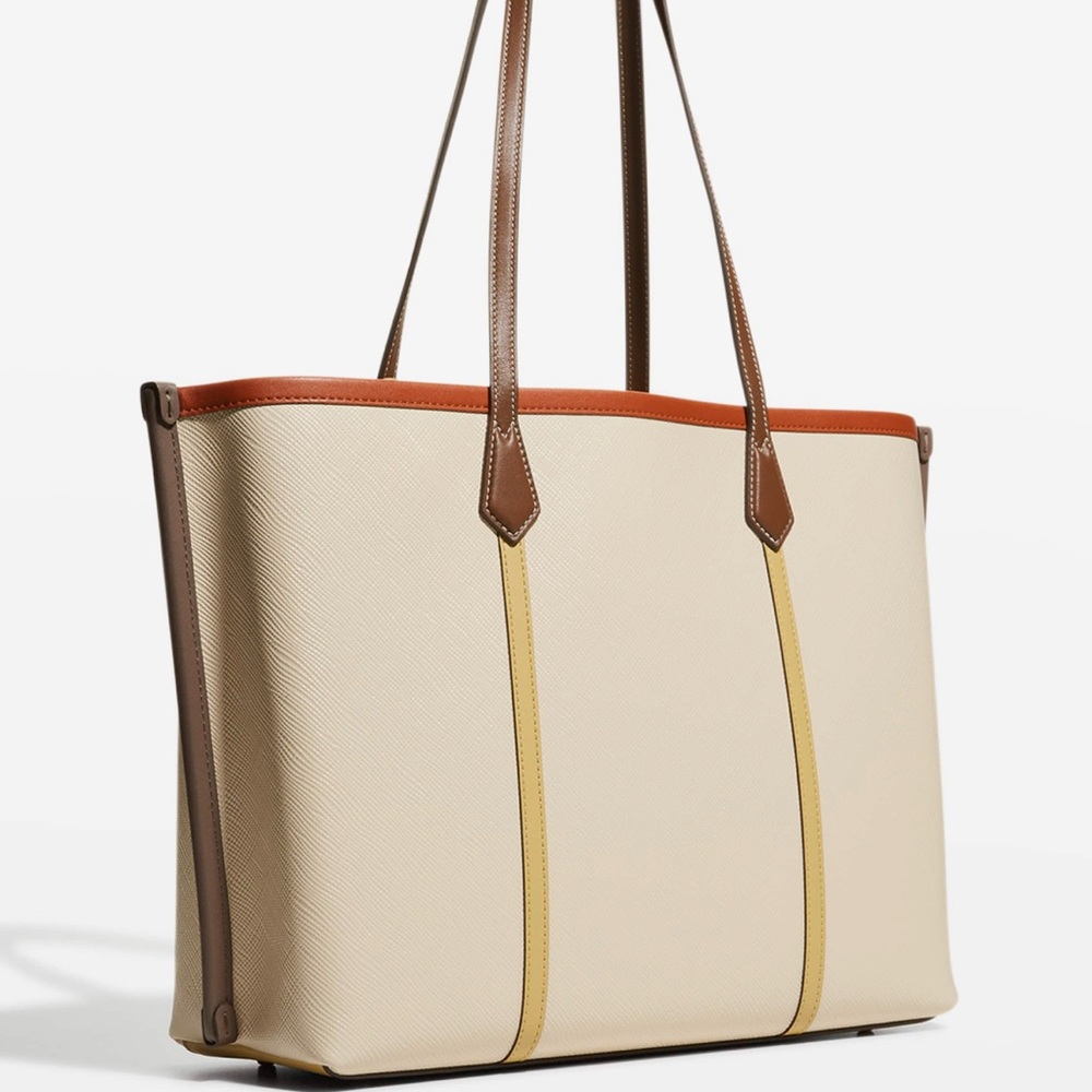 New with tags Tory Burch Perry color block triple compartment tote.